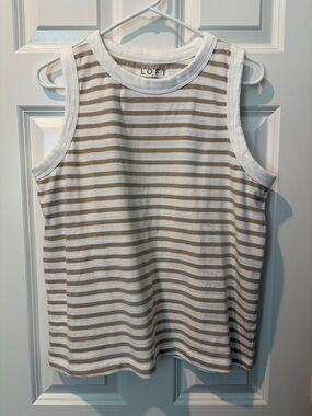 LOFT Cream & Beige Striped Tank Top - NWT